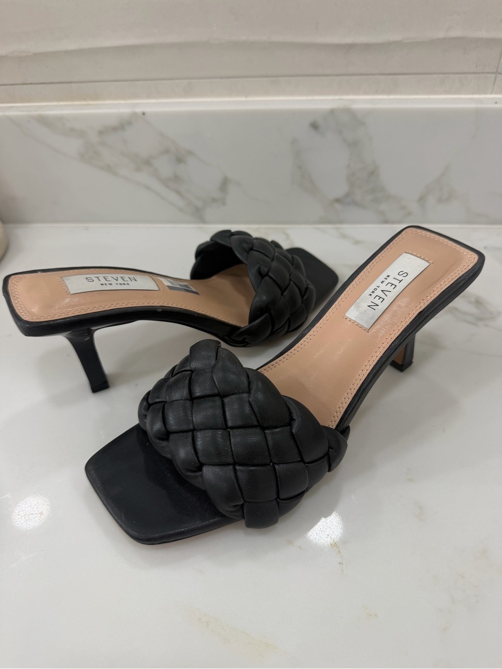 Steve Madden Black Braided Slide Sandals